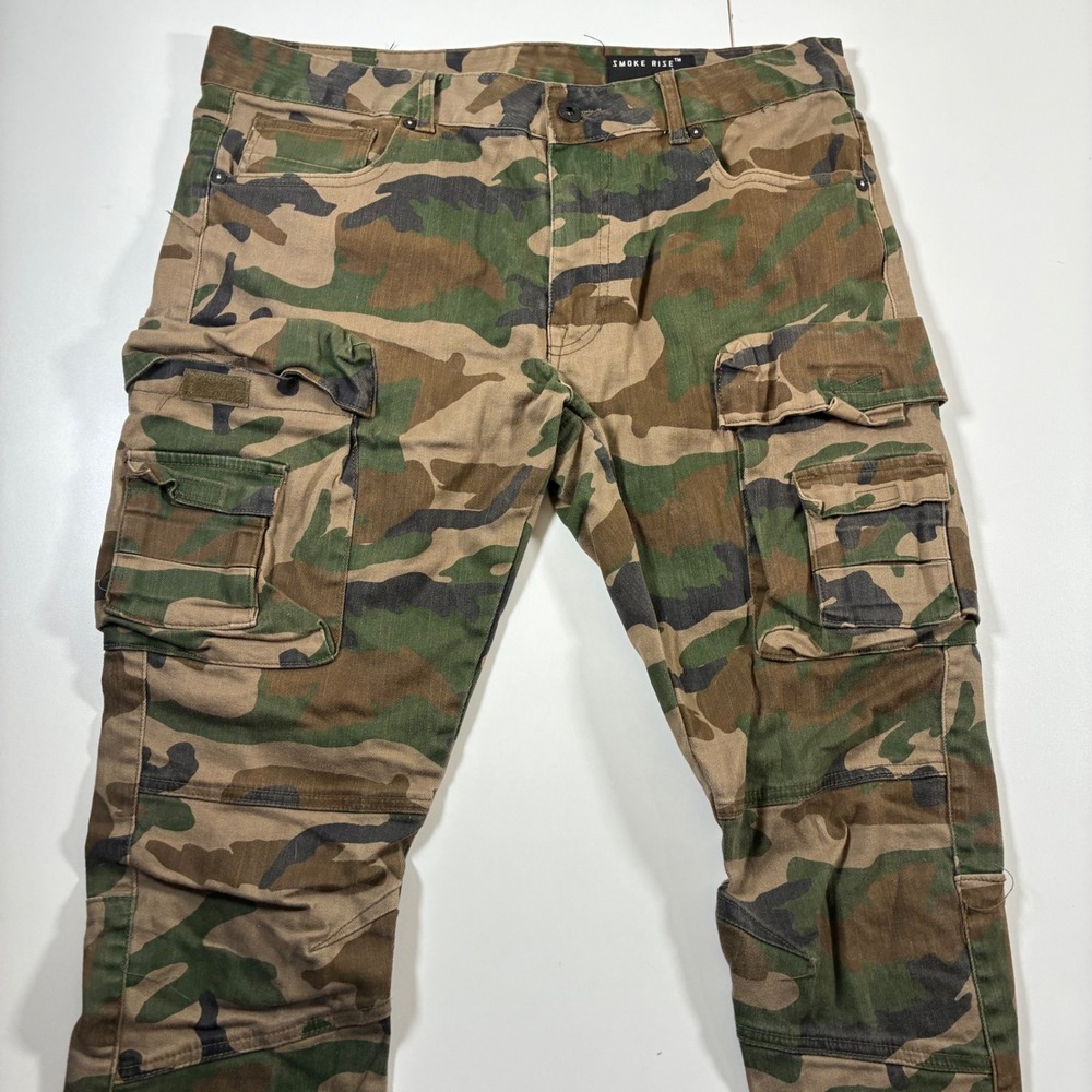 NEW Smoke Rise‎ Utility Twill Cargo Pants 36x32 Slim Camo Tapered (Tag 34x32)